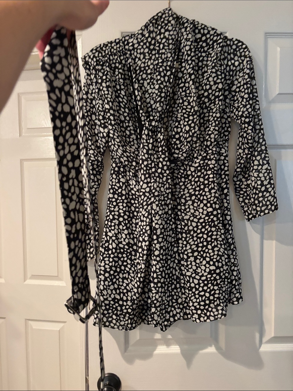 Black & White Printed Wrap Romper
